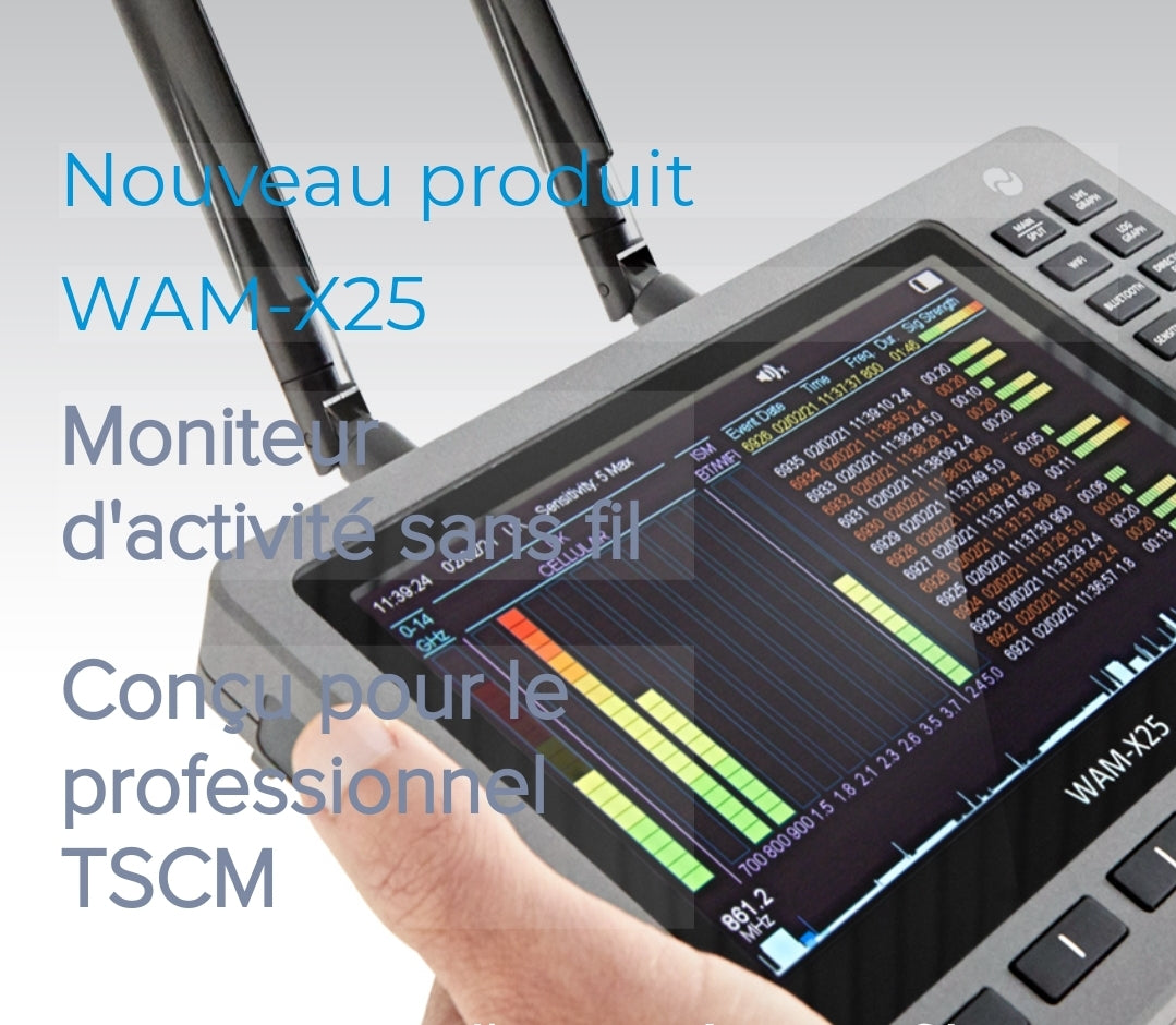 WAM-X25
Moniteur d'activité sans fil
Conçu pour le professionnel TSCM VTCWORLD