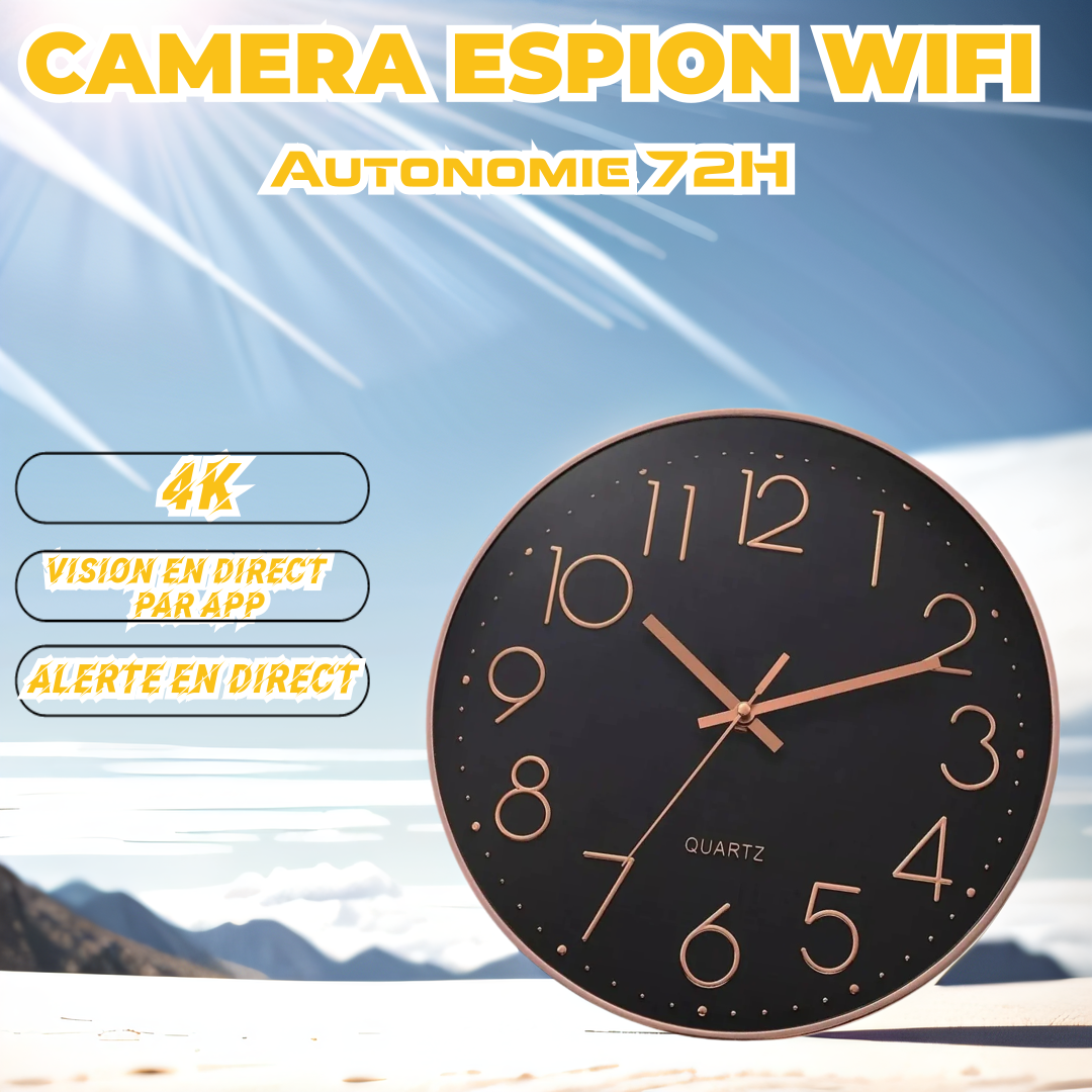 Horloge Camera WIFI Dissimulé Qualité 4K vision en direct par application VTCWORLD