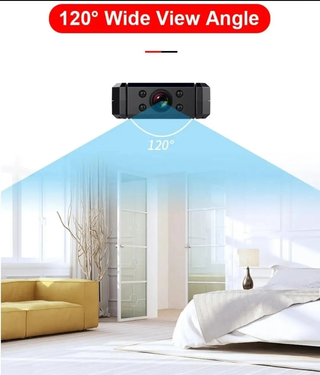 Mini Caméra Wifi 4K 180° Rotative Vision Nocturne Detection De Mouvement... VTCWORLD