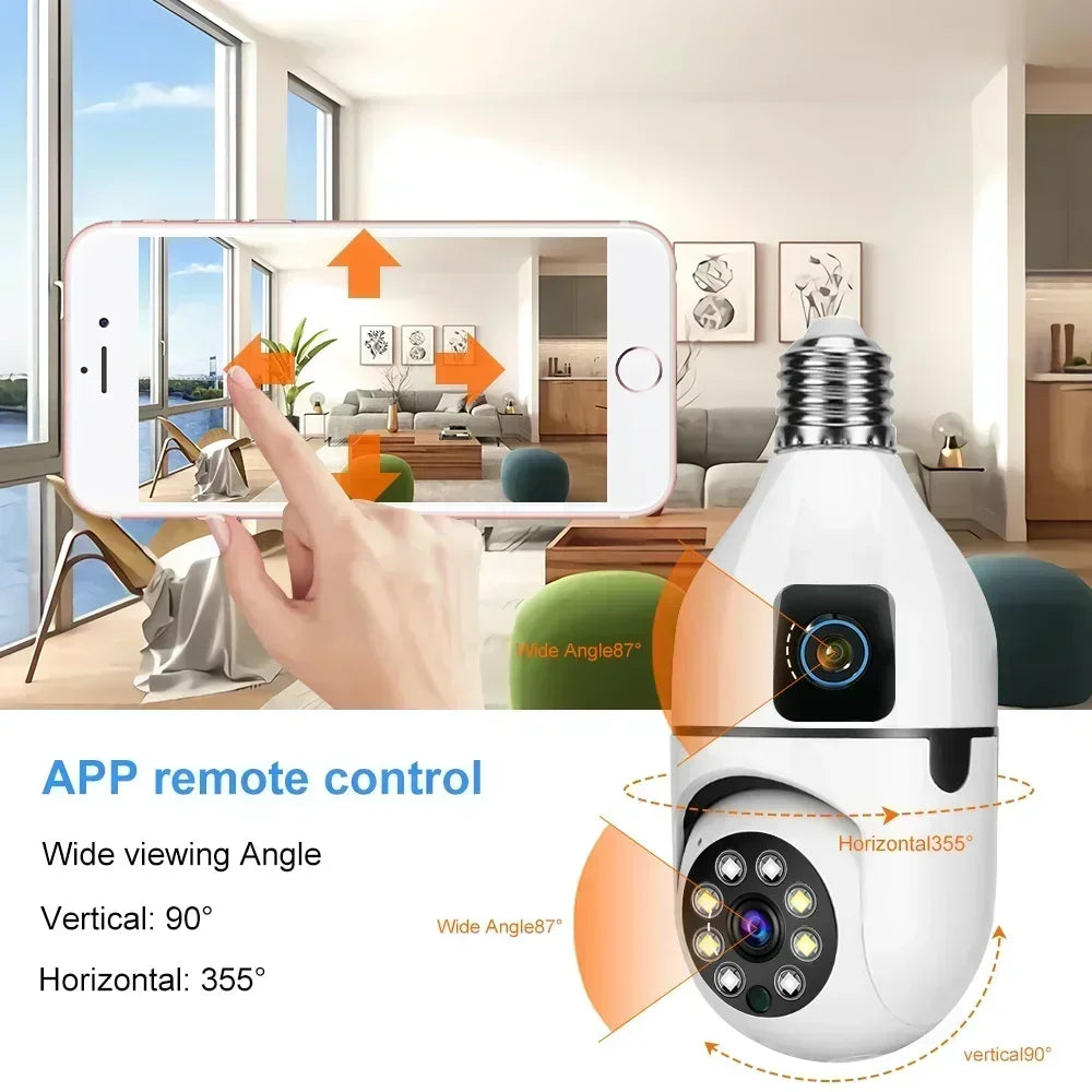 8MP E27 Bulb WIFI Camera 8X Zoom Dual Lens Indoor Surveillance Human Tracking Wireless Two-way Audio Cameras Color Night Vision VTCWORLD