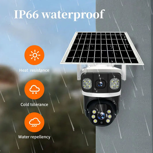 4K12MP Dual Lens Solar Camera Outdoor Security WiFi Surveillance Cameras With Solar Panel Human Detection 4G SIM PTZ CCTV Camera VTCWORLD