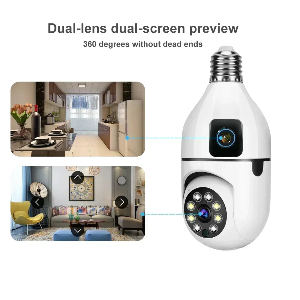 8MP E27 Bulb WIFI Camera 8X Zoom Dual Lens Indoor Surveillance Human Tracking Wireless Two-way Audio Cameras Color Night Vision VTCWORLD