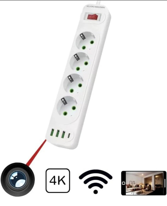 Caméra Multiprise 4k Wifi Vision En Direct Par Application Micro Intégré VTCWORLD