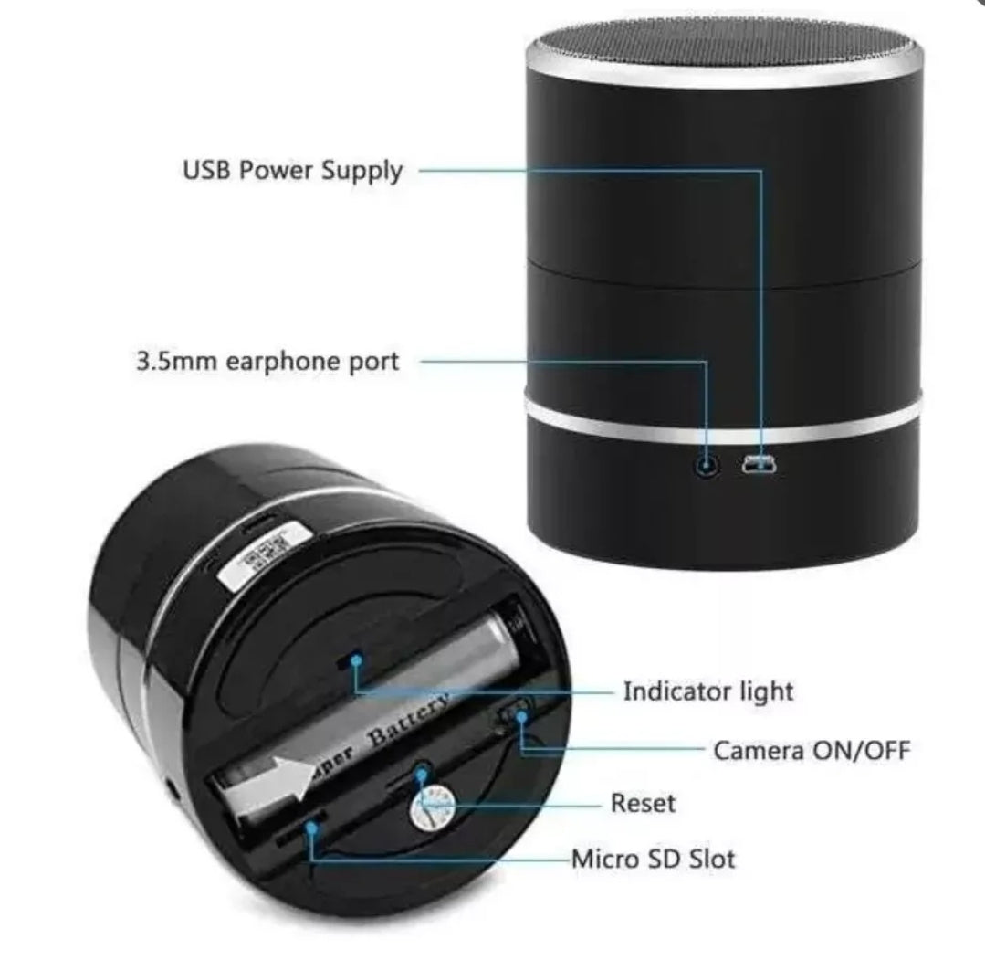 Caméra Dissimulé Enceinte Bluetooth Rotation 240° Qualité 4K Connections Wifi VTCWORLD