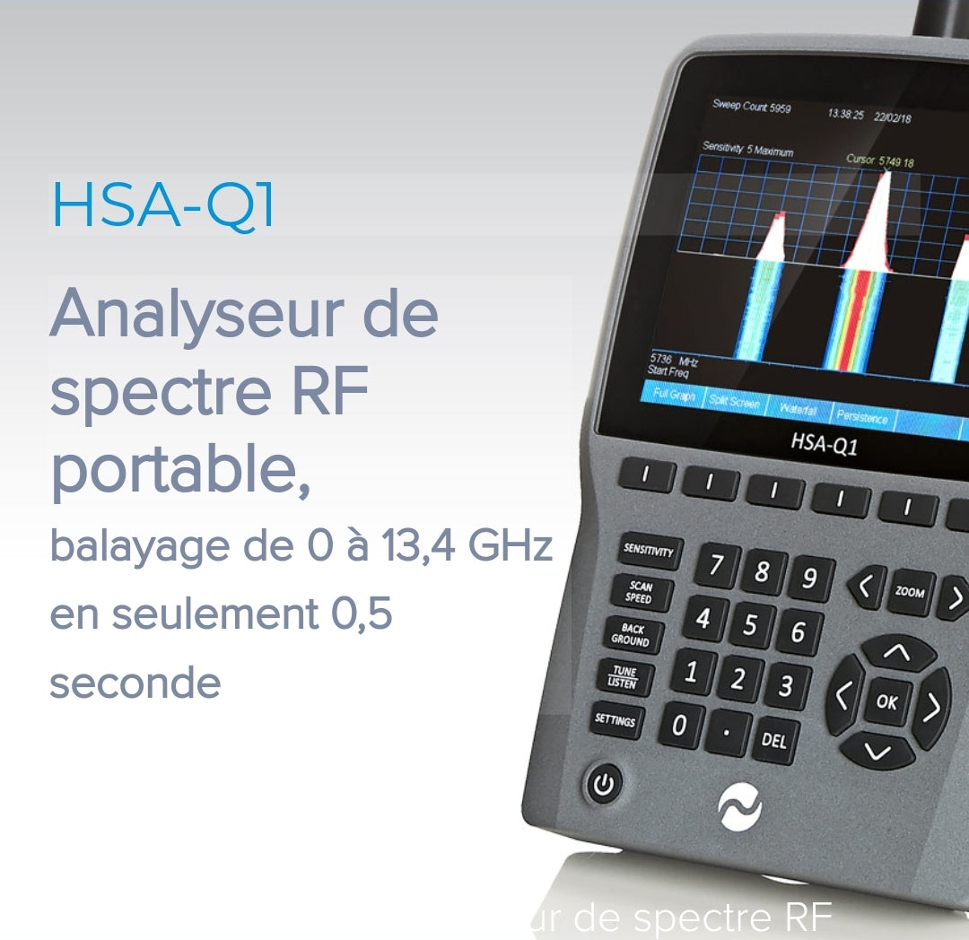 HSA-Q1
Analyseur de spectre RF portable,
balayage de 0 à 13,4 GHz VTCWORLD