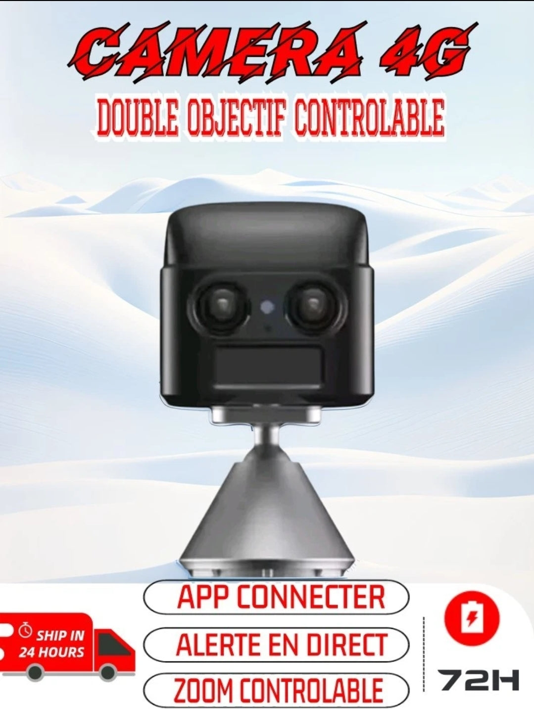 Camera 4K Pro 4g Double Objectif Autonomie 5Jours Zoom X6 Vision Live Par App VTCWORLD
