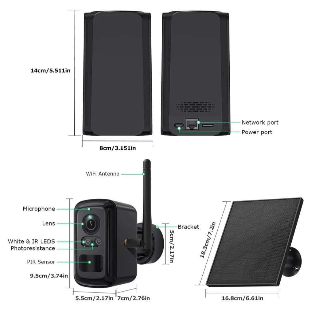 Kit 2 Caméras de Surveillance Solaire WiFi IA avec Station de Contrôle et Panneaux 3W