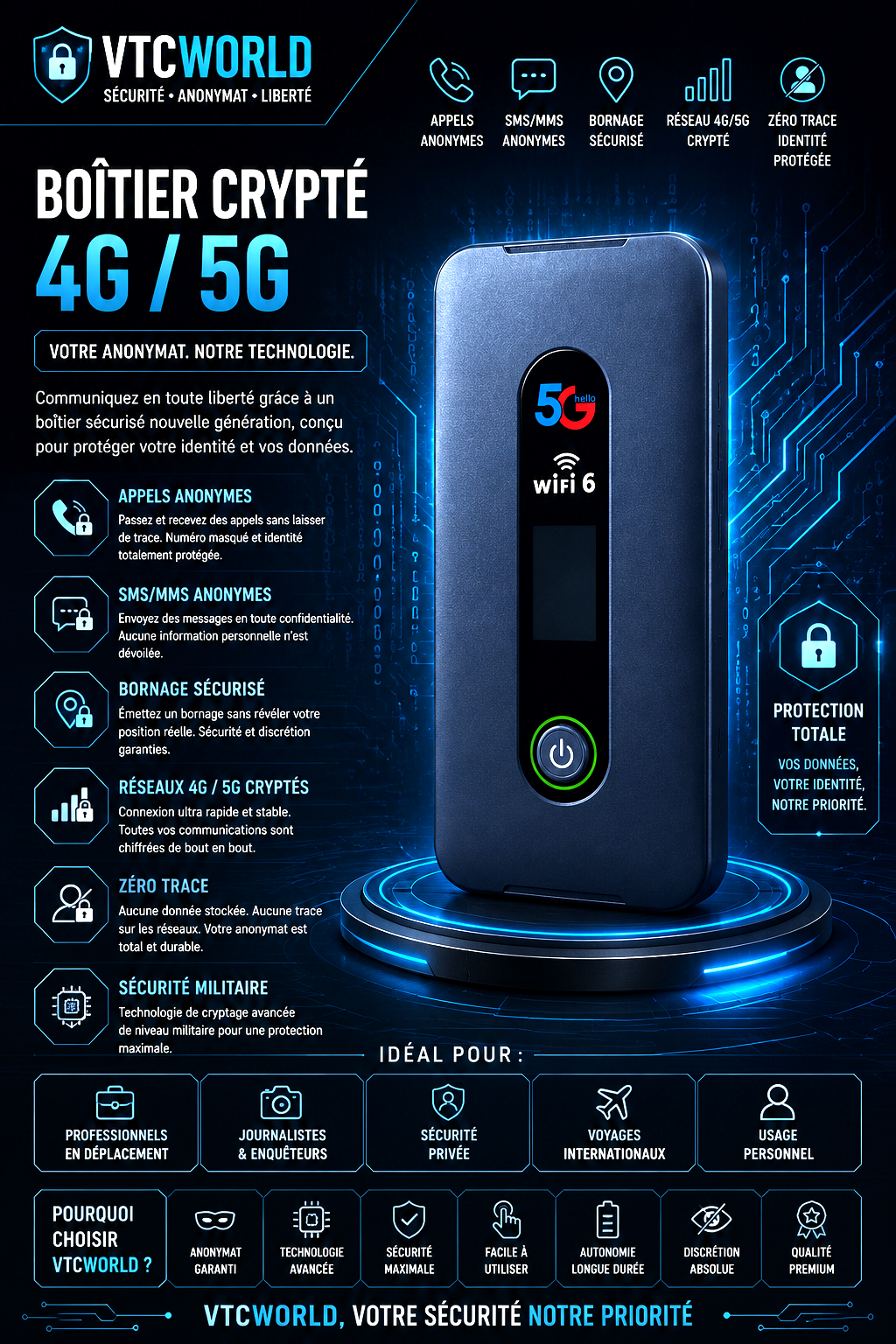 Boîtier 4G/5G Crypté Protection Pour Téléphone